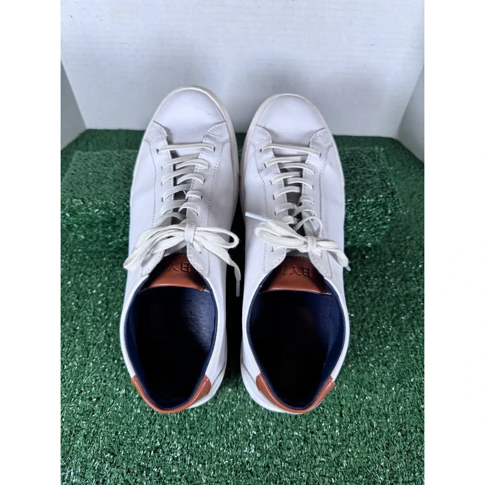 BYLT Mens White Leather Lace Up Fashion Sneakers‎ Casual Comfort Size 11